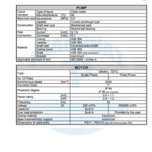 Catalog Bơm ly tâm tự mồi JEX/JESX/JESM