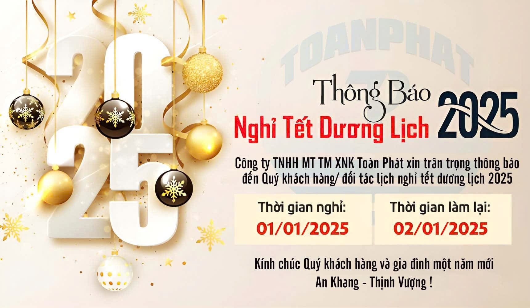 Thông Báo Lịch Nghỉ Tết Dương Lịch 2025